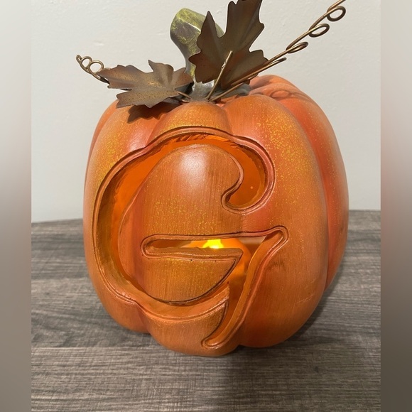 Kirkland's Pre-Lit Monogram G Pumpkin with Metal Stem - Picture 9 of 11
